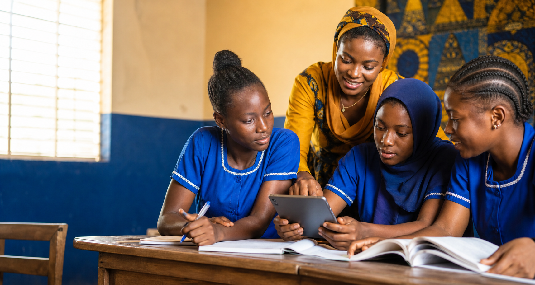 Jeunes filles africaines en apprentissage avec une mentore